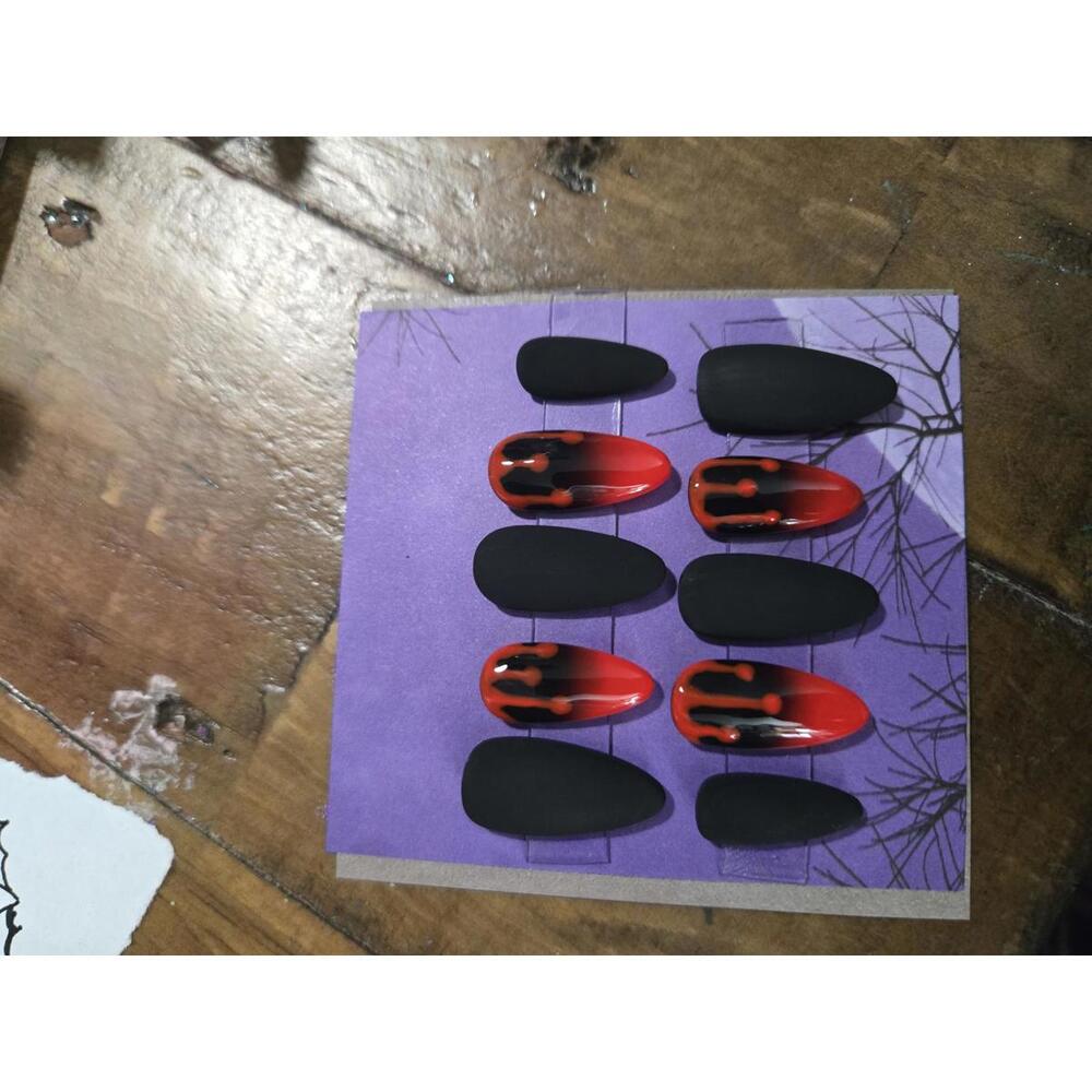 Gothic ombre vampy blood drip press on nails custom made
